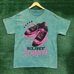 Kurt Cobain grunge-style green T-shirt, size large